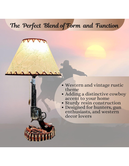 Juego de 2 Lámparas de Mesa Rústicas Revólver 6 Tiros