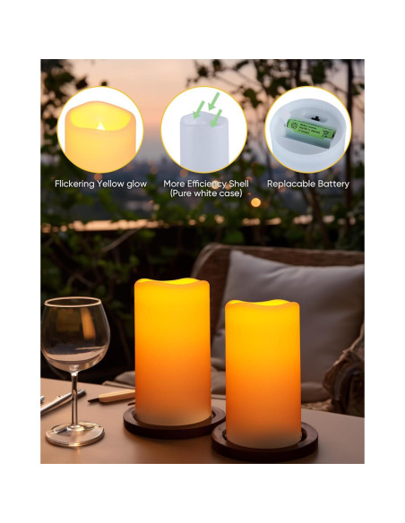 Velas Solares Homemory Impermeables para Exterior - Juego de 2
