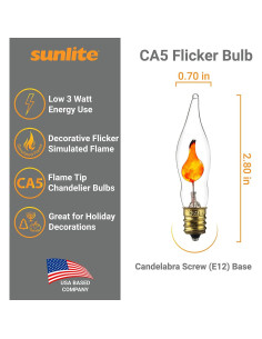 Bombilla de Candelabro Parpadeante Sunlite Petite Naranja E12 3W Paquete 12 2