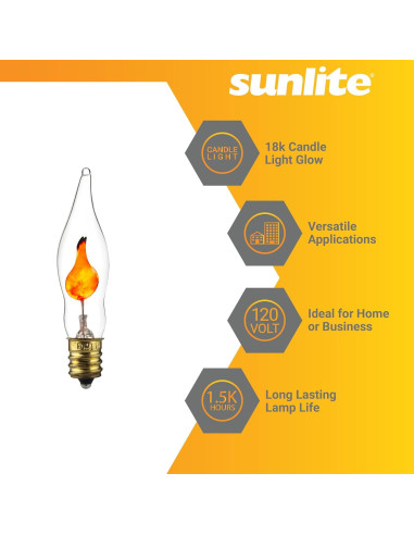 Bombilla de Candelabro Parpadeante Sunlite Petite Naranja E12 3W Paquete 12