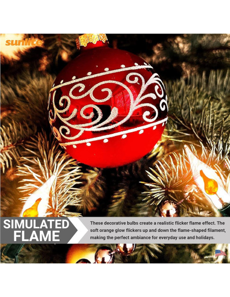 Bombilla de Candelabro Parpadeante Sunlite Petite Naranja E12 3W Paquete 12