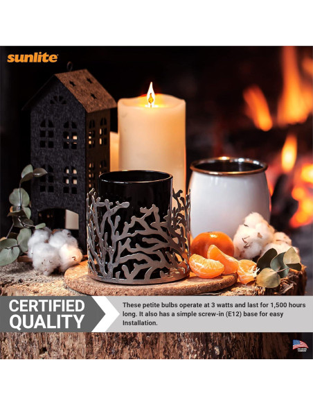 Bombilla de Candelabro Parpadeante Sunlite Petite Naranja E12 3W Paquete 12