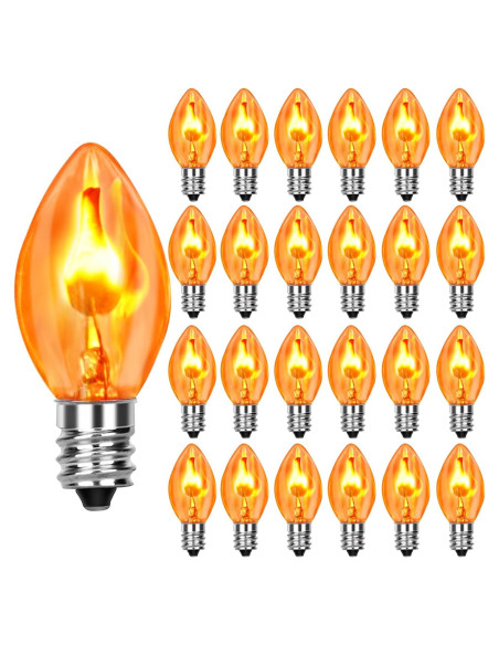 Bombillas de luz parpadeante C7 Halloween Couah 25 Pack Naranja