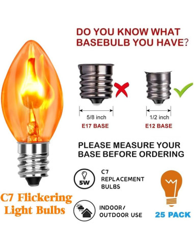 Bombillas de luz parpadeante C7 Halloween Couah 25 Pack Naranja