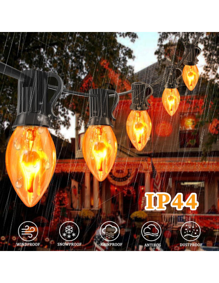 Bombillas de luz parpadeante C7 Halloween Couah 25 Pack Naranja