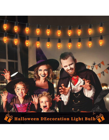 Bombillas de luz parpadeante C7 Halloween Couah 25 Pack Naranja