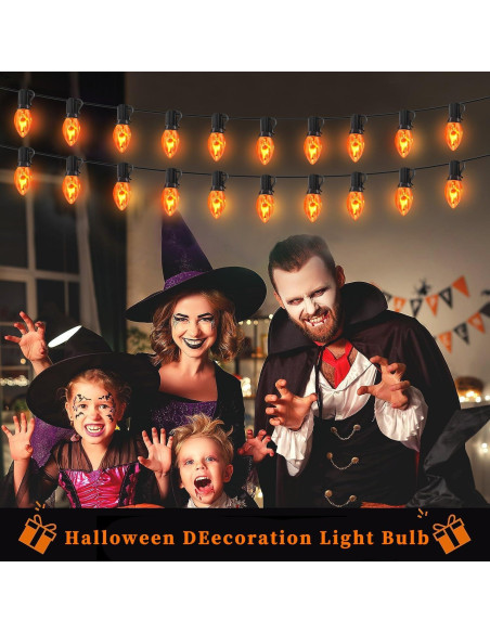Bombillas de luz parpadeante C7 Halloween Couah 25 Pack Naranja