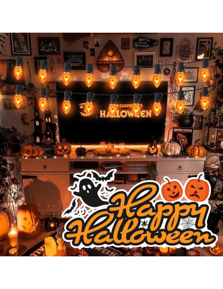 Bombillas de luz parpadeante C7 Halloween Couah 25 Pack Naranja
