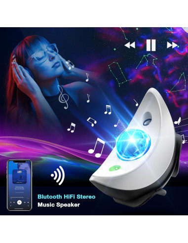Proyector de Estrellas Riokko TH0003W con Altavoz Bluetooth