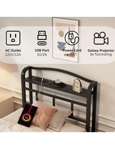 Estructura de Cama Individual YORMDMO 14" con Proyector y Carga