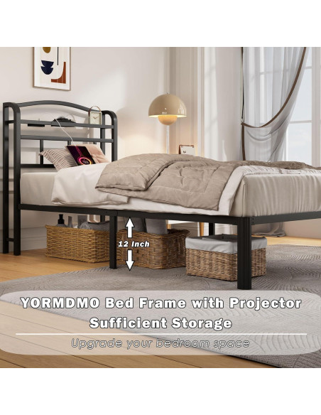 Estructura de Cama Individual YORMDMO 14" con Proyector y Carga
