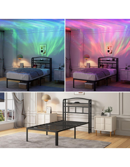 Estructura de Cama Individual YORMDMO 14" con Proyector y Carga