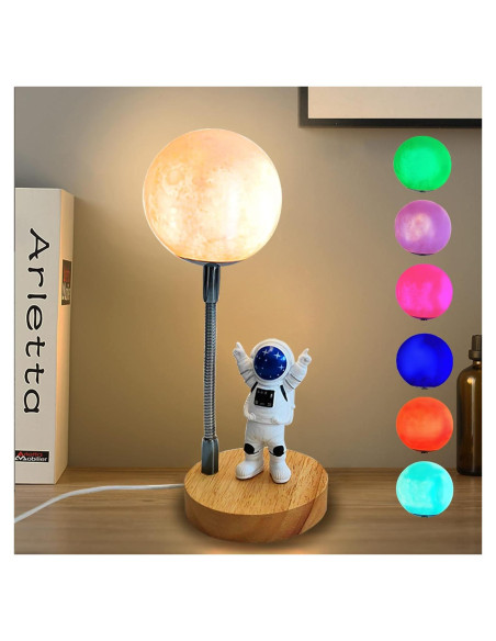 Lámpara Nocturna Astronauta WLHONG 3D 7 Colores USB 26.4cm