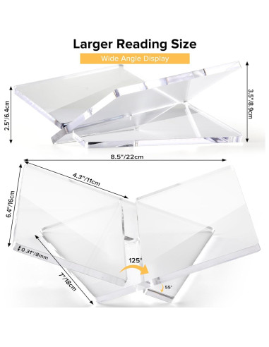 Soporte de Libro Acrílico UikJOY Transparente Mediano 22cm x 16cm