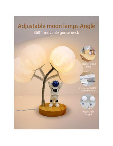 Lámpara Nocturna Astronauta WLHONG 3D 7 Colores USB 26.4cm