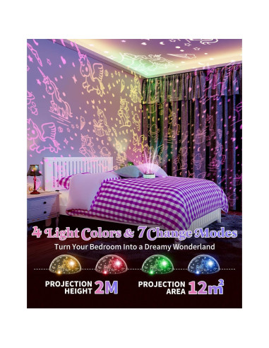 Proyector de Estrellas Oharsea Luz Nocturna 3 Temas 7 Modos