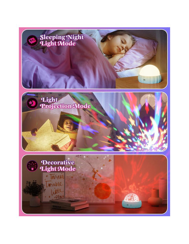 Proyector de Estrellas Oharsea Luz Nocturna 3 Temas 7 Modos