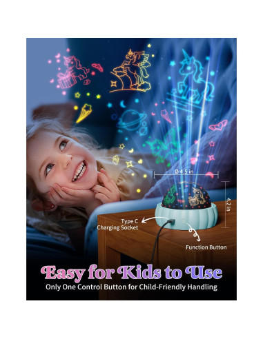 Proyector de Estrellas Oharsea Luz Nocturna 3 Temas 7 Modos