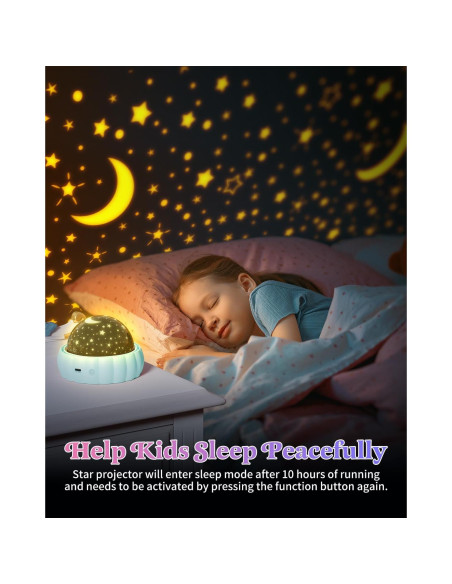 Proyector de Estrellas Oharsea Luz Nocturna 3 Temas 7 Modos