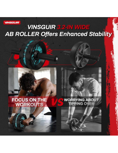 Rueda de Abdominales VINSGUIR con Almohadilla para Rodillas
