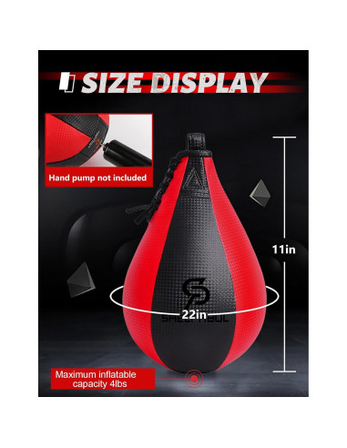 Bolsa de Velocidad SAEEPABUL Pera Cuero PU 25.4x17.8cm Boxeo