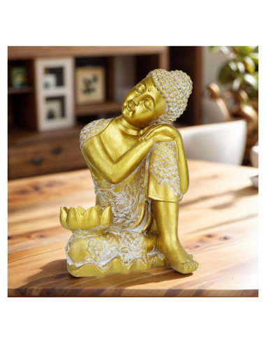 Portavelas Buda de Resina Dorada Grande 27 cm - Tolatr