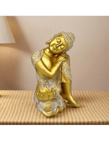 Portavelas Buda de Resina Dorada Grande 27 cm - Tolatr