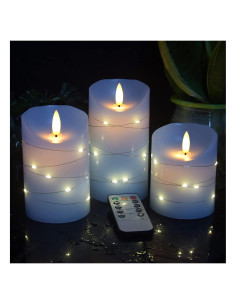 Set de 3 Velas LED Danip Azul Cielo con Control Remoto