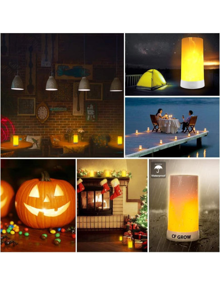Luz LED Efecto Llama CFGROW Recargable USB Impermeable