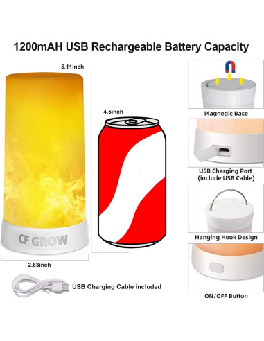 Luz LED Efecto Llama CFGROW Recargable USB Impermeable