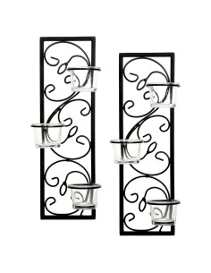 Conjunto de 2 Apliques de Pared Hosley Hierro Negro 34.9 cm