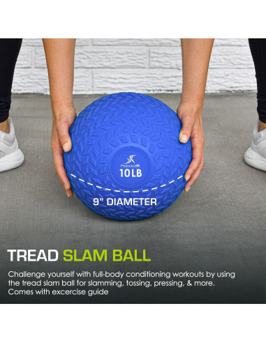 Pelota Slam ProsourceFit 10 LB Azul - Goma Texturizada