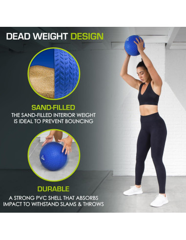 Pelota Slam ProsourceFit 10 LB Azul - Goma Texturizada