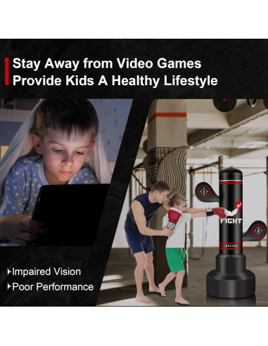 Saco de Boxeo de Pie JUOIFIP 70" para Adultos y Adolescentes