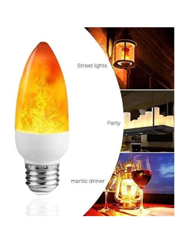 Bombilla LED Efecto Llama E26 4W Amarillo Cálido para Decoración