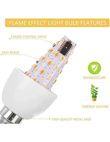 Bombilla LED Efecto Llama E26 4W Amarillo Cálido para Decoración