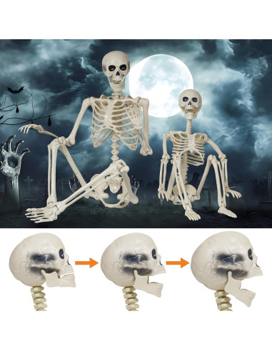 Esqueleto Halloween Breesky 1.65m y 0.91m Articulado