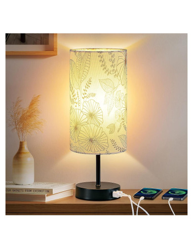 Lámpara de Mesa Táctil CINSARY con 2 Puertos USB y LED