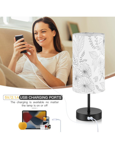 Lámpara de Mesa Táctil CINSARY con 2 Puertos USB y LED