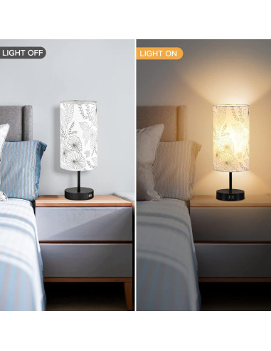 Lámpara de Mesa Táctil CINSARY con 2 Puertos USB y LED