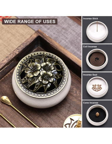 Kit de quemador de incienso RELCHANE 10 piezas con cerámica y latón