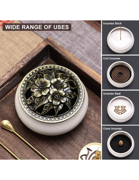 Kit de quemador de incienso RELCHANE 10 piezas con cerámica y latón