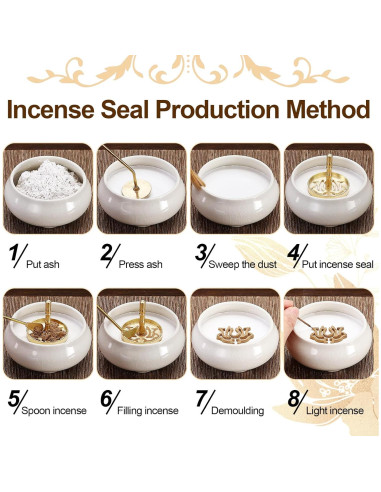 Kit de quemador de incienso RELCHANE 10 piezas con cerámica y latón