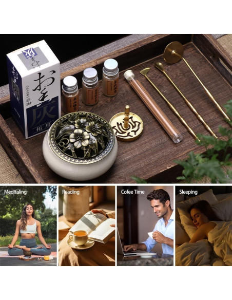 Kit de quemador de incienso RELCHANE 10 piezas con cerámica y latón