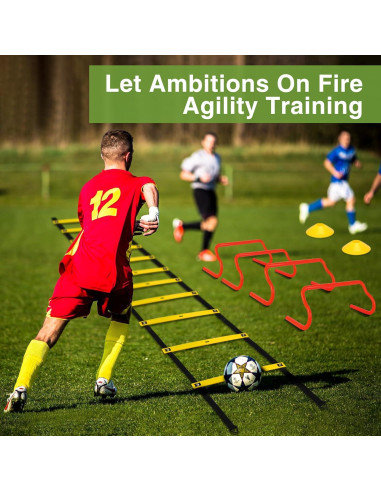 Equipo de Entrenamiento de Agilidad Ambifirner - 6.1m, 12 Conos, 4 Vallas