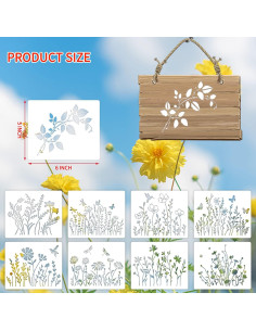 16 Plantillas Reutilizables de Flores Silvestres eageus 12.7x15.2 cm 2