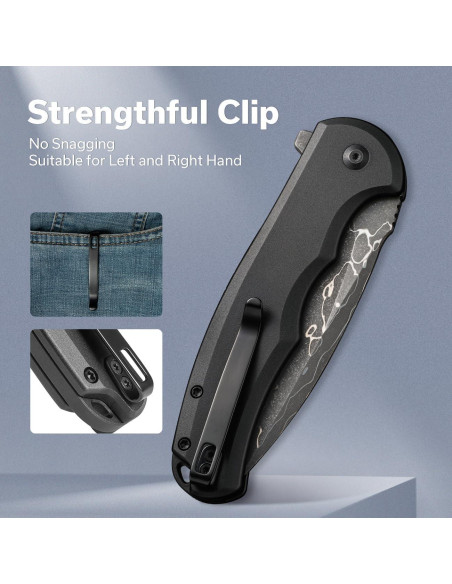 Cuchillo de Bolsillo CIVIVI Button Lock Praxis Damasco 9.06 cm