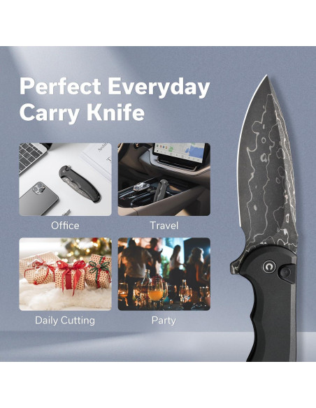 Cuchillo de Bolsillo CIVIVI Button Lock Praxis Damasco 9.06 cm