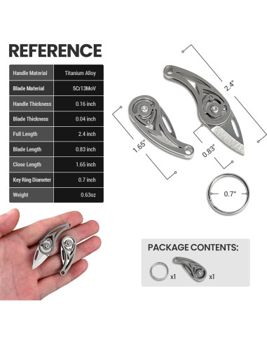 Cuchillo de Bolsillo EDC Tops Home Titanio 6cm Ligero