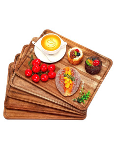 Juego de 5 Bandejas de Madera Acacia Rectangulares 33x23cm